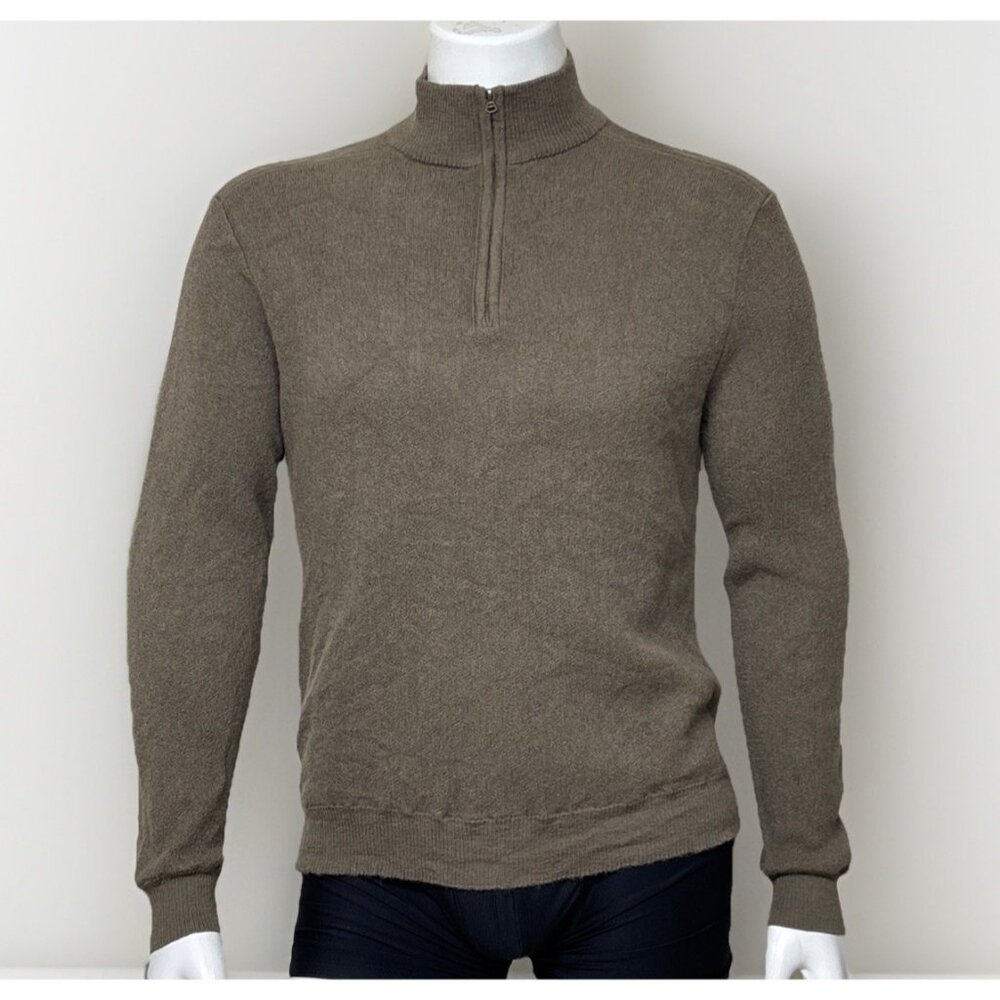 MFH 1/2 Zip Baby Alpaca Sweater Mens Size M Natural Etoupe Textured Pullover